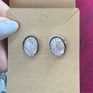 Elegant Silver and Pink Stone Earrings